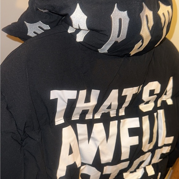 Black Trapstar Puffer Jacket X “that’s an awful lot of cough syrup” edition - Picture 2 of 7